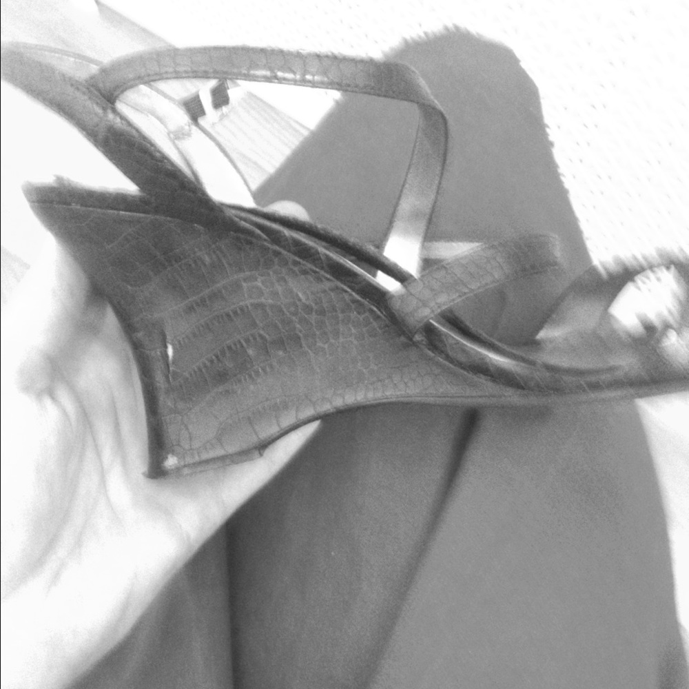 Well -worn women's shoes wedge heels.